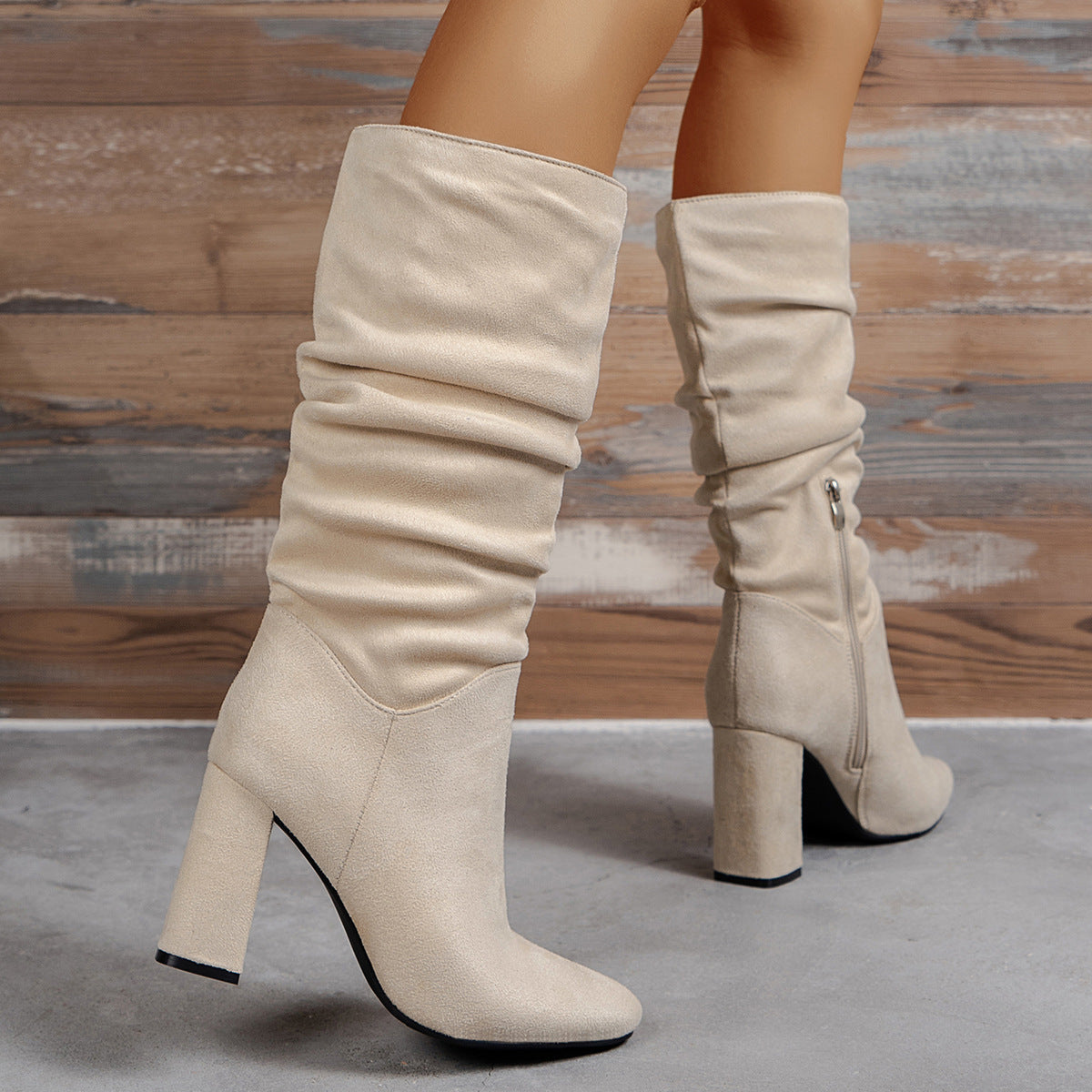 Women's Chunky Heel High-Top Boots
