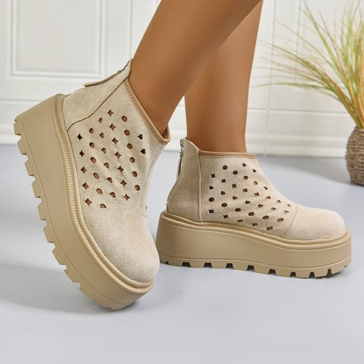 Women's Perforated Wedge Ankle Boots