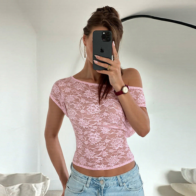 Women's Sheer Lace Bodycon Top