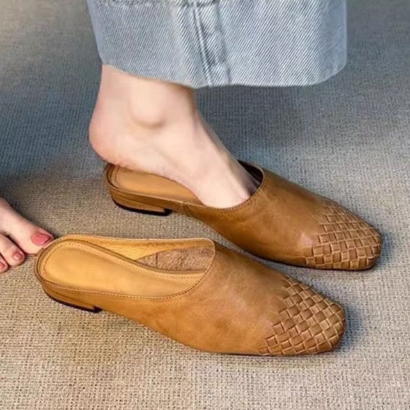 Women's Retro Woven Half Slippers