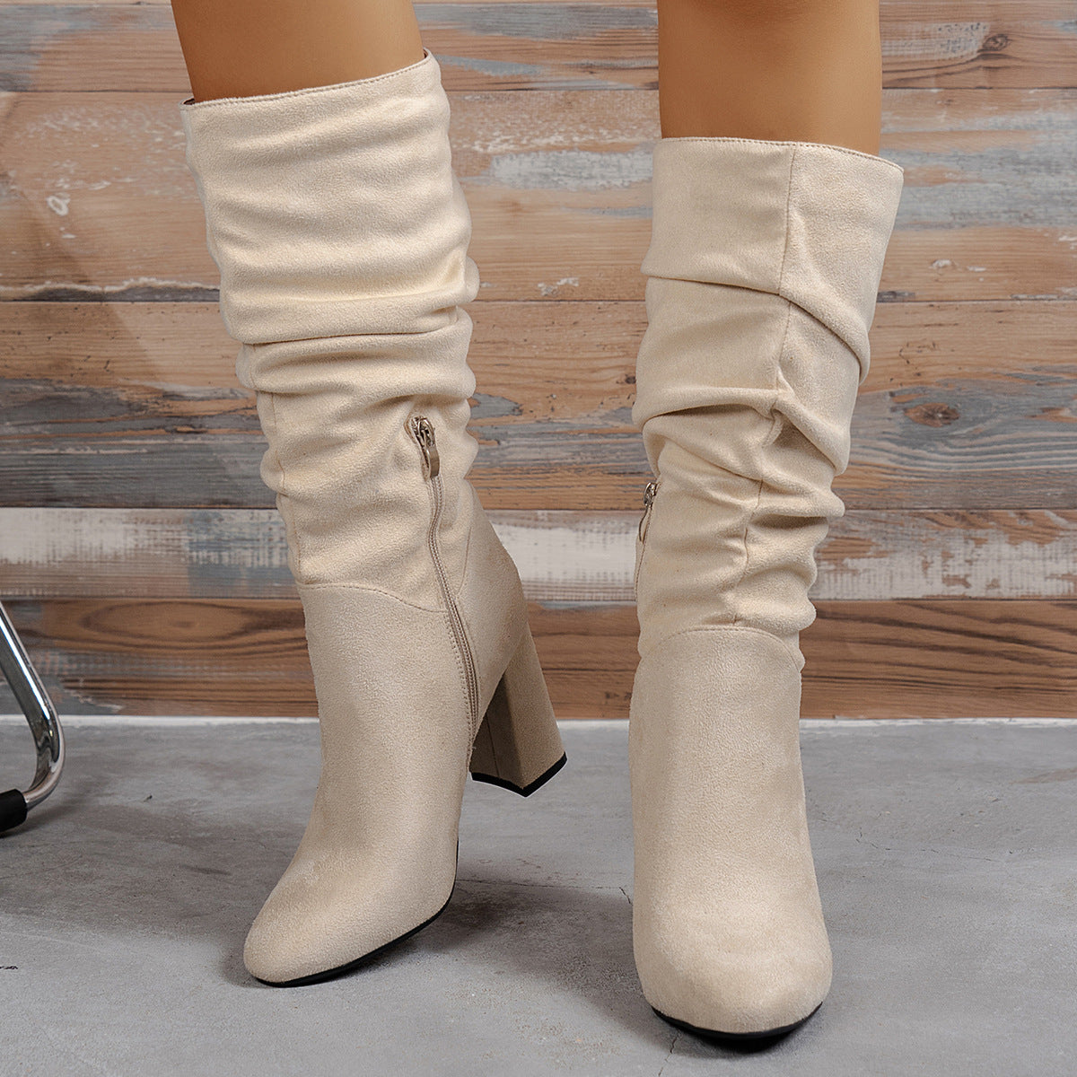 Women's Chunky Heel High-Top Boots