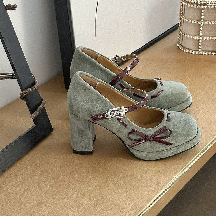 Women's Bowtie Chunky Heel High Heels