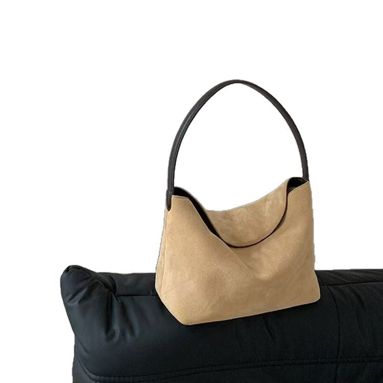 New Retro Suede Womens Bag Korean Niche Design Handbag Shoulder Underarm Bag In Korean Style