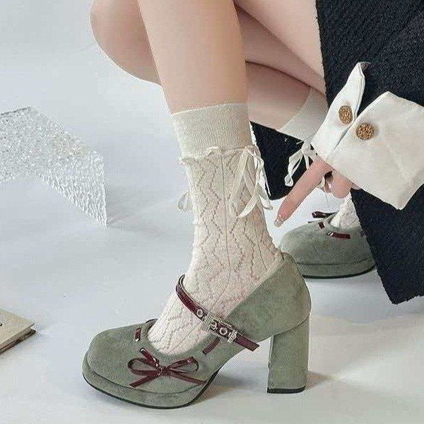 Women's Bowtie Chunky Heel High Heels