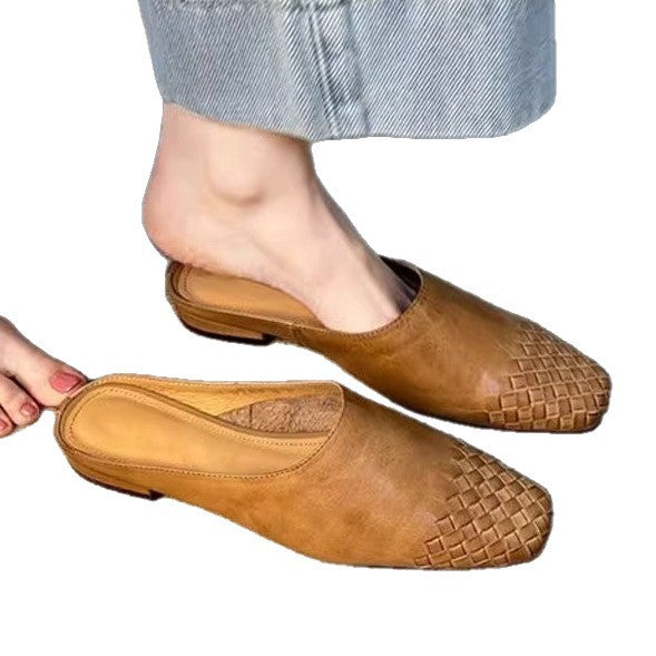 Women's Retro Woven Half Slippers