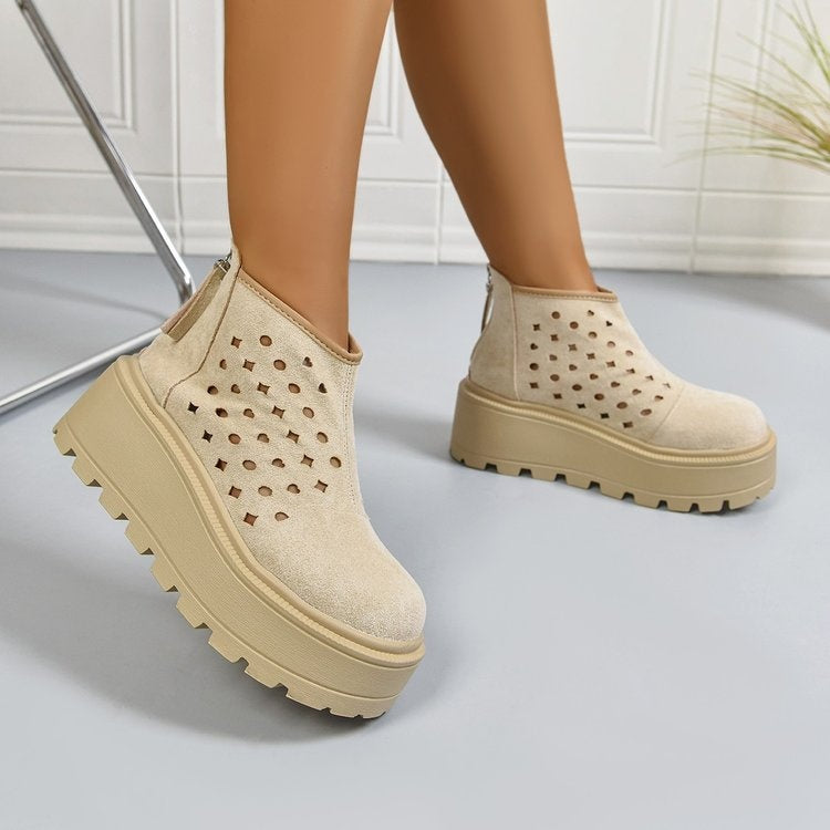 Women's Perforated Wedge Ankle Boots