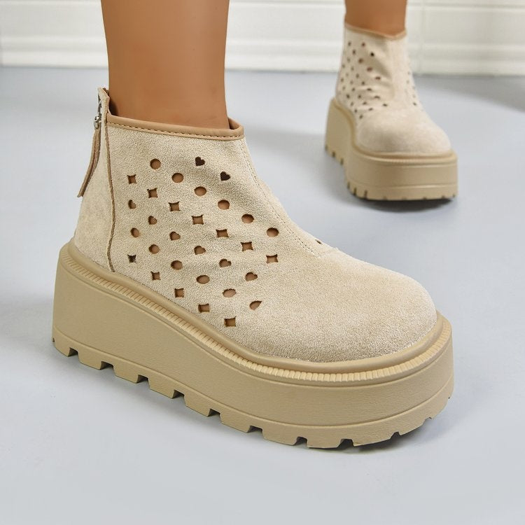 Women's Perforated Wedge Ankle Boots