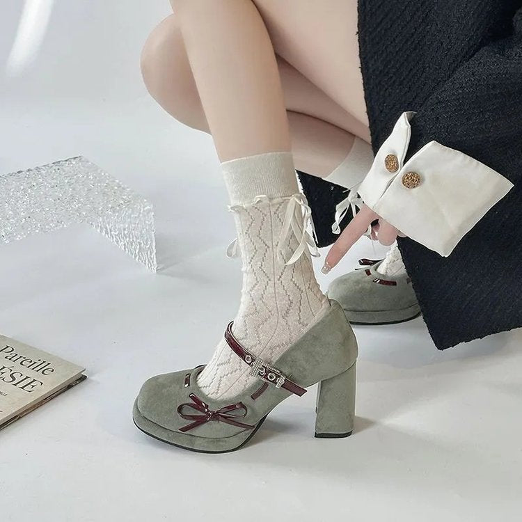 Women's Bowtie Chunky Heel High Heels