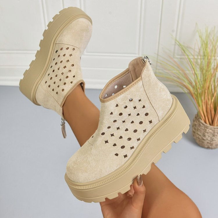 Women's Perforated Wedge Ankle Boots
