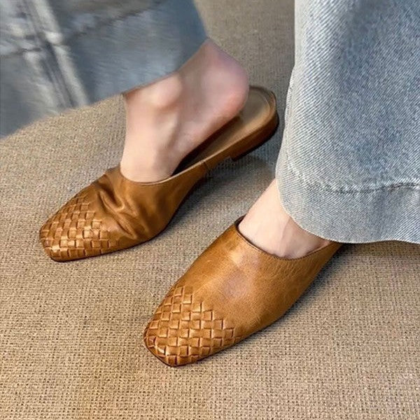 Women's Retro Woven Half Slippers