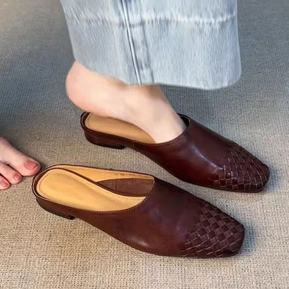 Women's Retro Woven Half Slippers