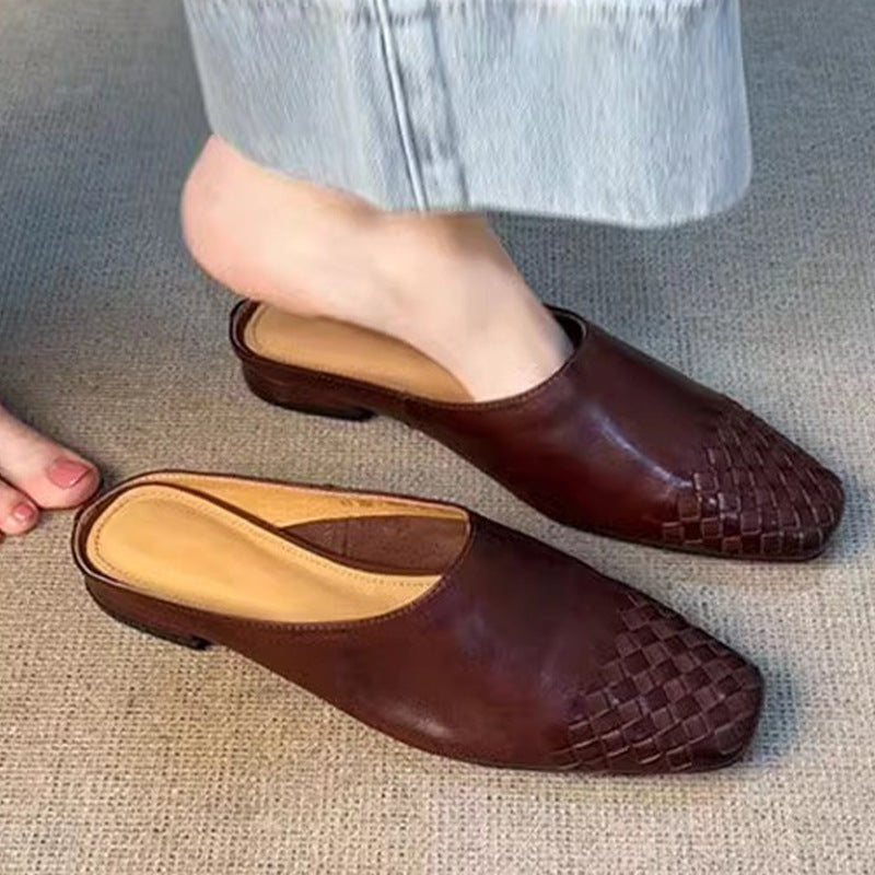 Women's Retro Woven Half Slippers