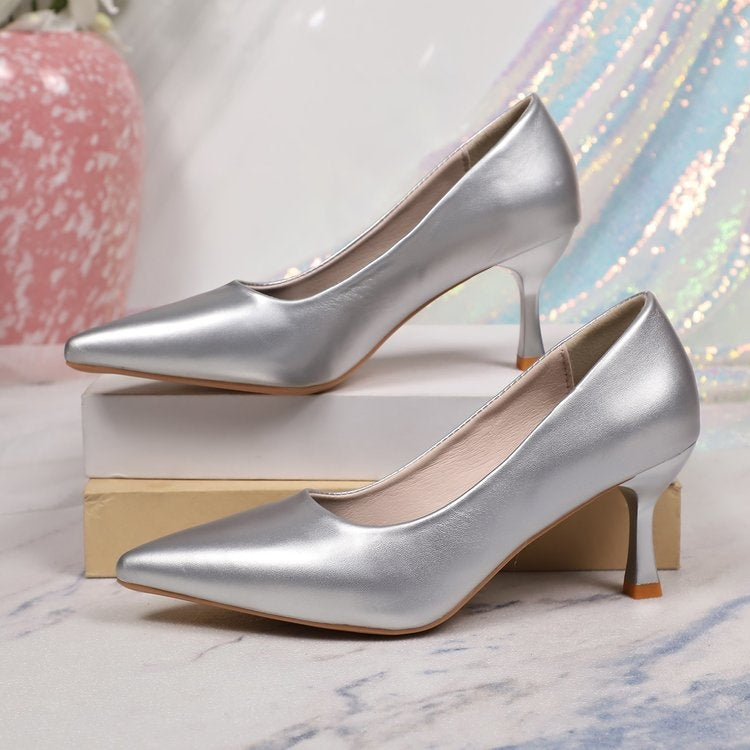 Women's Silver Pointed Toe High Heels