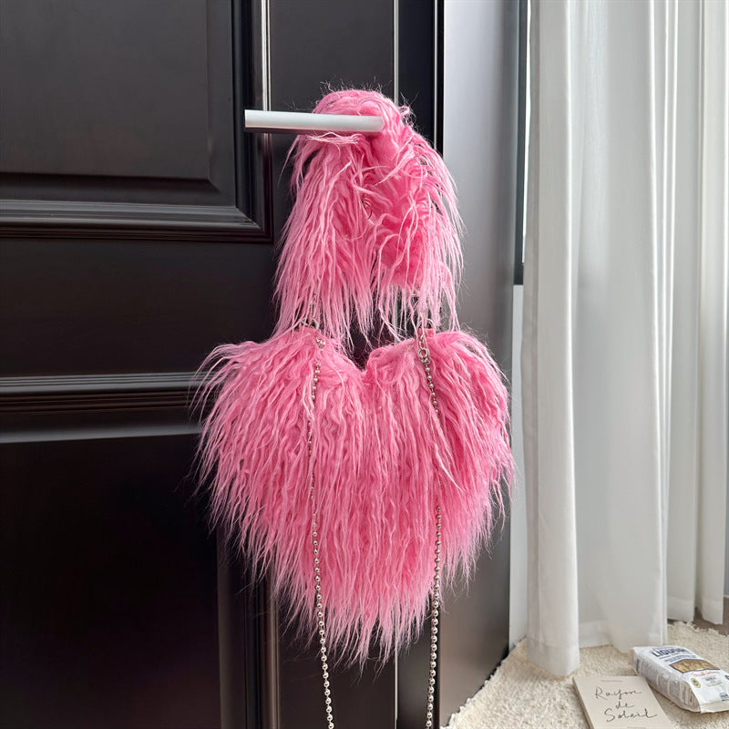 Womens Wool Handbag With Chain Strap